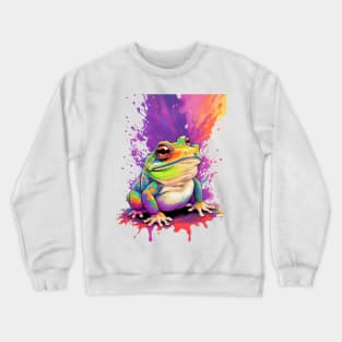 Color Toad splash and mix of pretty colors vibrant neon style art gift for toad lovers Crewneck Sweatshirt